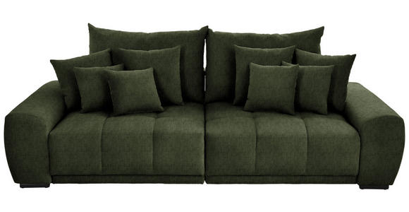 BIGSOFA in Feincord Grün  - Schwarz/Grün, KONVENTIONELL, Holz/Textil (280/67/120cm) - Carryhome