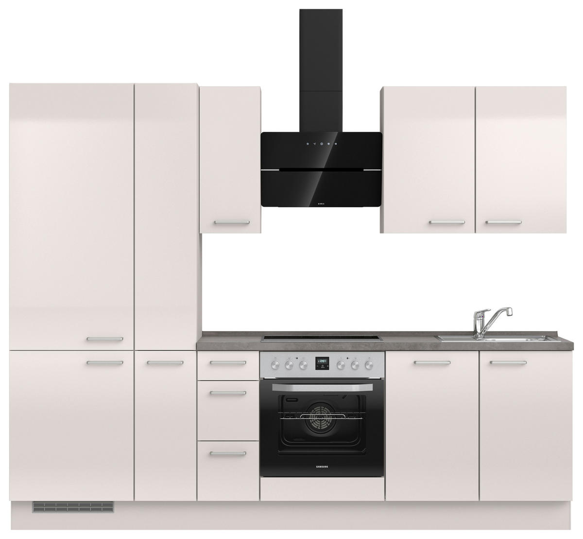 KÜCHENBLOCK Flash 270 cm  in Schieferfarben, Hellgrau  - Schieferfarben/Edelstahlfarben, MODERN, Holzwerkstoff/Metall (270cm) - Nobilia