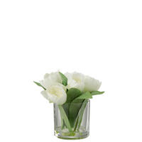 Tulpenstrauß in Glasvase Tulpe  - Transparent/Weiß, Basics, Glas/Kunststoff (17/16/19cm)
