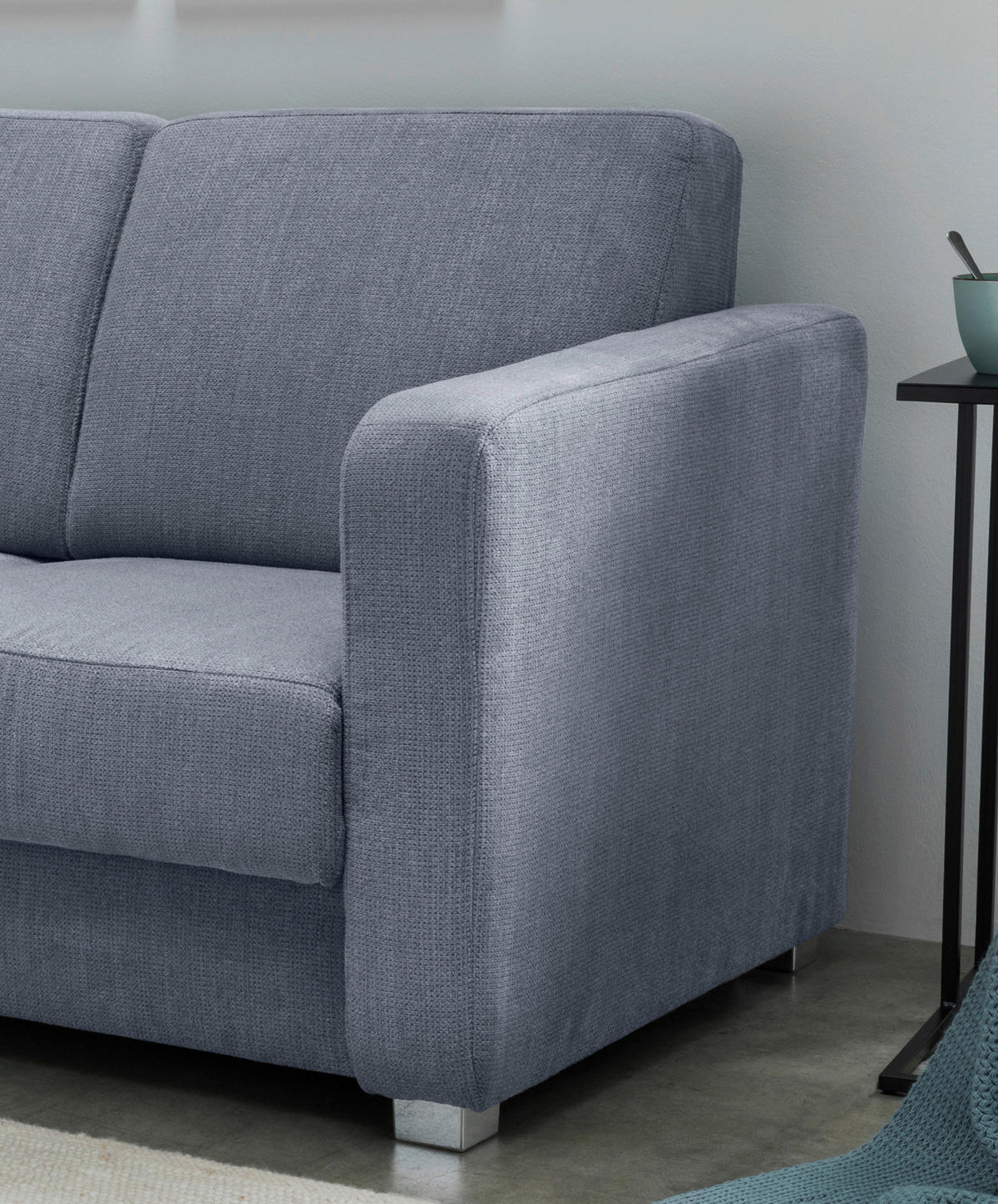 SCHLAFSOFA in Chenille Hellblau  - Chromfarben/Hellblau, Basics, Kunststoff/Textil (159/88/87cm) - Livetastic