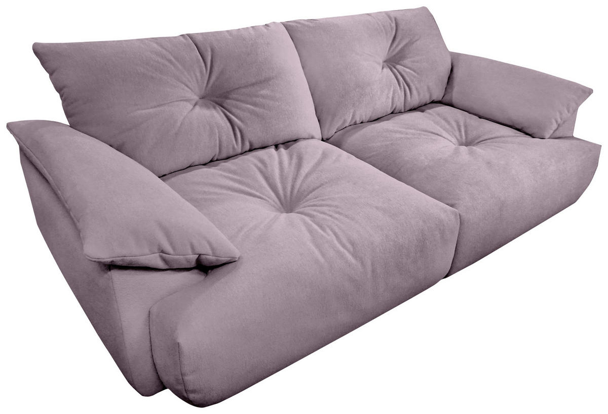 BIGSOFA Webstoff Flieder  - Flieder/Schwarz, KONVENTIONELL, Kunststoff/Textil (243/90,5/130cm) - Ambia Home