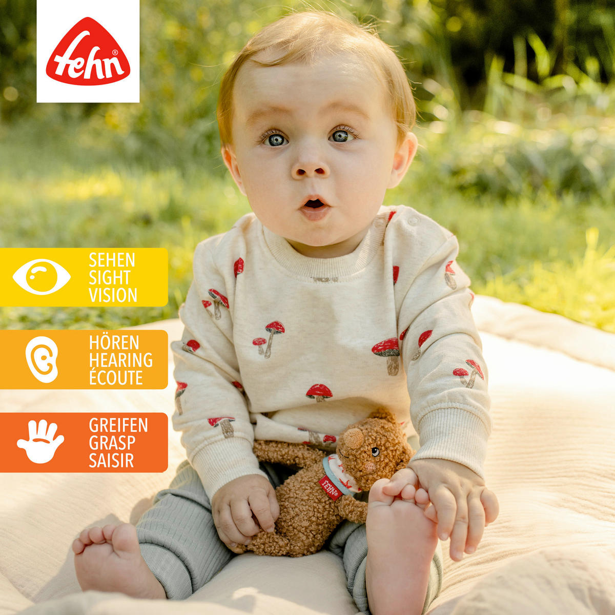 KUSCHELTIER Bär Fred  - Hellbraun, Basics, Textil (18,5/7/5,4cm) - Fehn