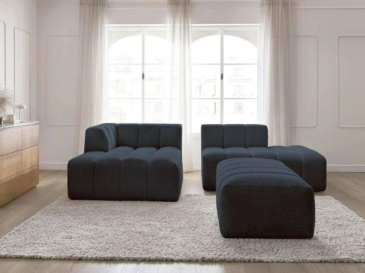 ECKSOFA  ANNECY Dunkelblau Bouclé  - Schwarz/Dunkelblau, MODERN, Kunststoff/Textil (170/262cm)