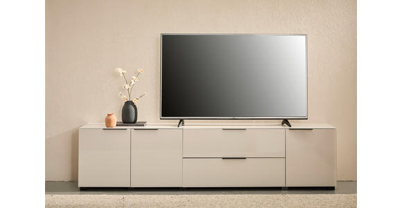 LOWBOARD - Kaschmir/Schwarz, Design, Glas/Holzwerkstoff (225/54.7/42cm) - Novel