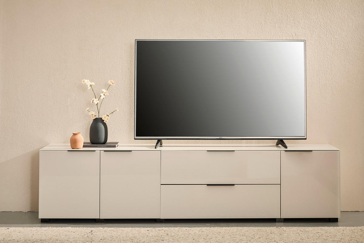 LOWBOARD  in 225/54.7/42 cm  - Kaschmir/Schwarz, Design, Glas/Holzwerkstoff (225/54.7/42cm) - Novel