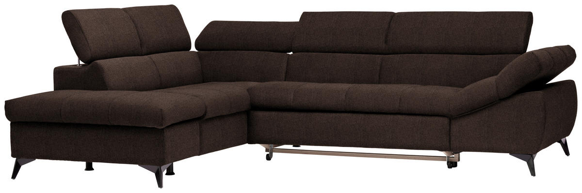 ECKSOFA mit Funkion Dunkelbraun Mikrofaser  - Dunkelbraun/Schwarz, Design, Kunststoff/Textil (210/279cm) - Stylife