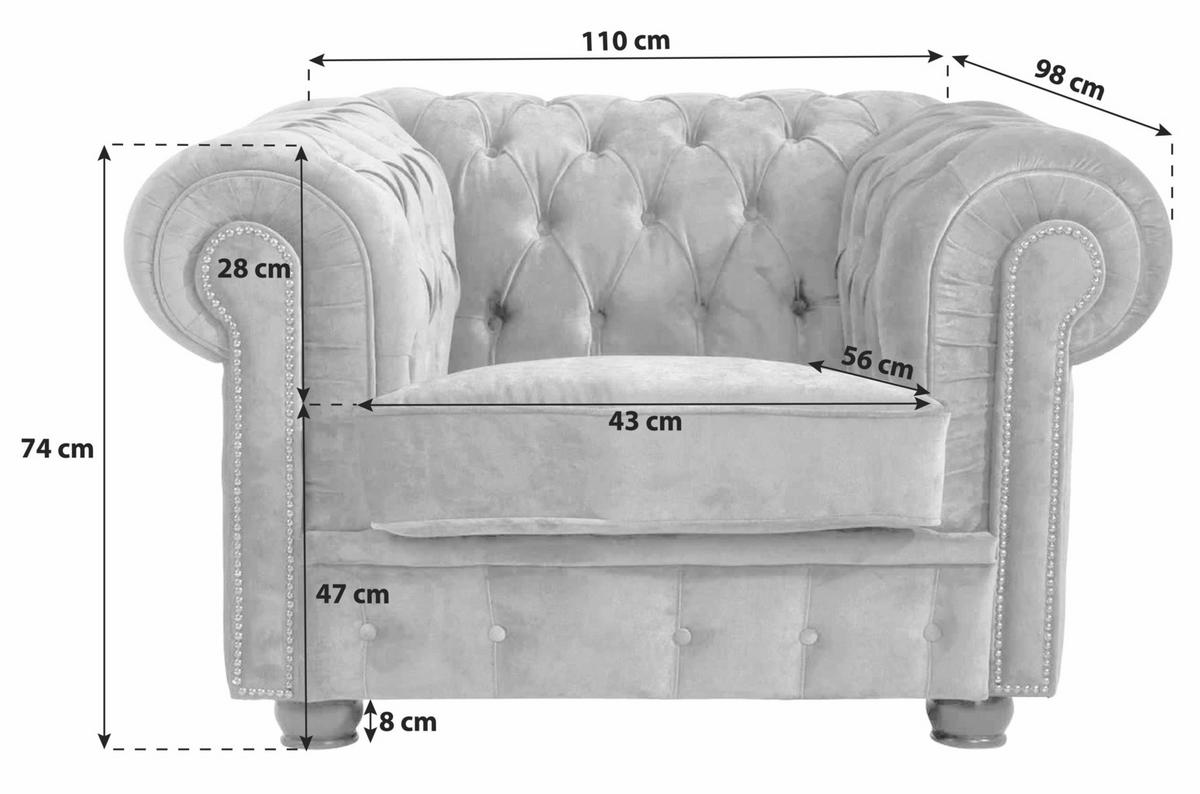 CHESTERFIELD-SESSEL in Echtleder Braun  - Nussbaumfarben/Braun, Konventionell, Leder/Holzwerkstoff (110/74/98cm) - Max Winzer