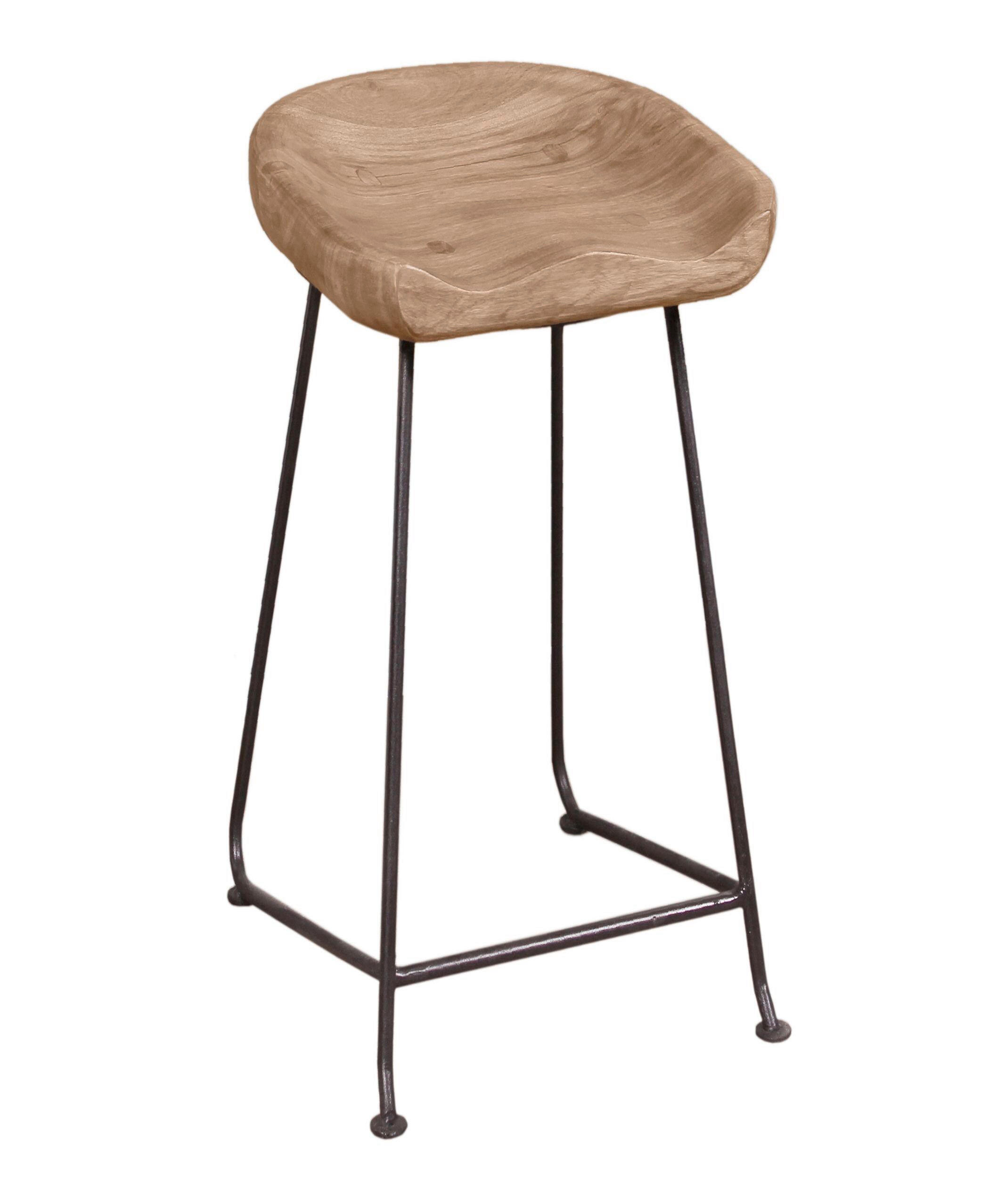 BARHOCKER in Naturfarben, Schwarz  - Schwarz/Naturfarben, MODERN, Holz/Metall (42/76/38cm) - MID.YOU