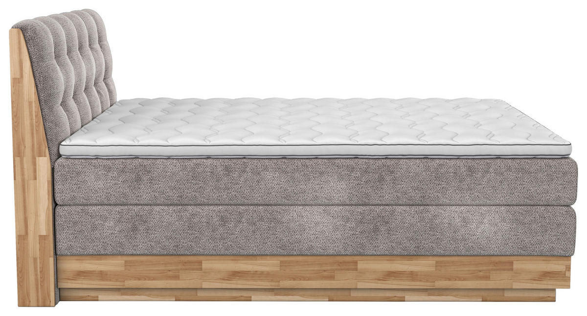 BOXSPRINGBETT 180/200 cm  in Beige  - Beige/Schwarz, Natur, Holz/Textil (180/200cm)