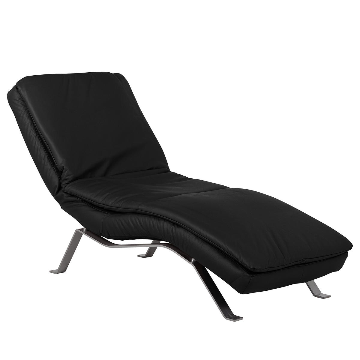 RELAXLIEGE in Echtleder Schwarz  - Silberfarben/Schwarz, Design, Leder/Metall (65/95/171cm) - Celina Home