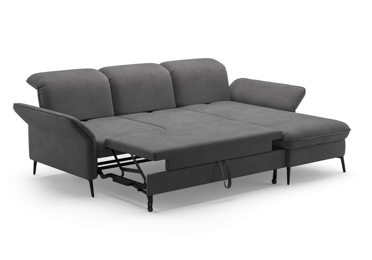 ECKSOFA in Flachgewebe Grau  - Schwarz/Grau, Konventionell, Textil/Metall (264/198cm) - Sit & More