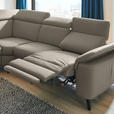 ECKSOFA in Echtleder Graubraun  - Graubraun/Schwarz, Design, Leder/Metall (239/289cm) - Cantus