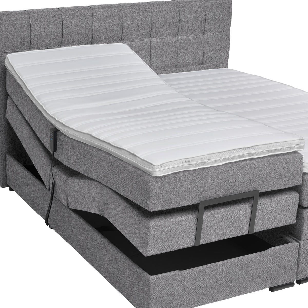 BOXSPRINGBETT 180/200 cm  in Hellgrau  - Hellgrau/Schwarz, KONVENTIONELL, Holz/Holzwerkstoff (180/200cm) - Moderano
