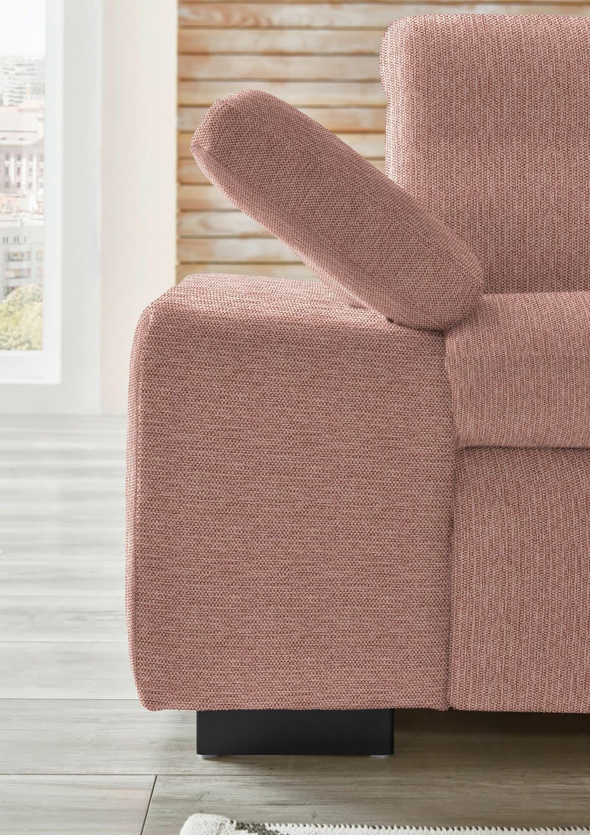 ECKSOFA in Flachgewebe Orange  - Schwarz/Orange, Design, Textil/Metall (297/174cm) - Beldomo Style