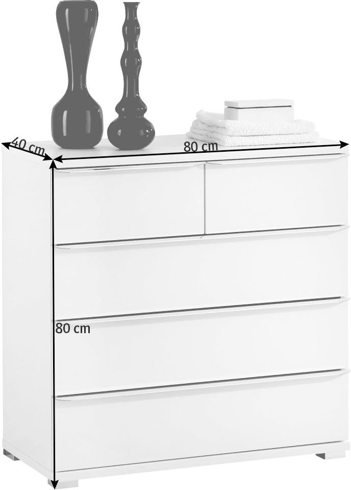 BYRÅ 80/80/40 cm  - vit/aluminiumfärgad, Design, trämaterial/glas (80/80/40cm) - Moderano