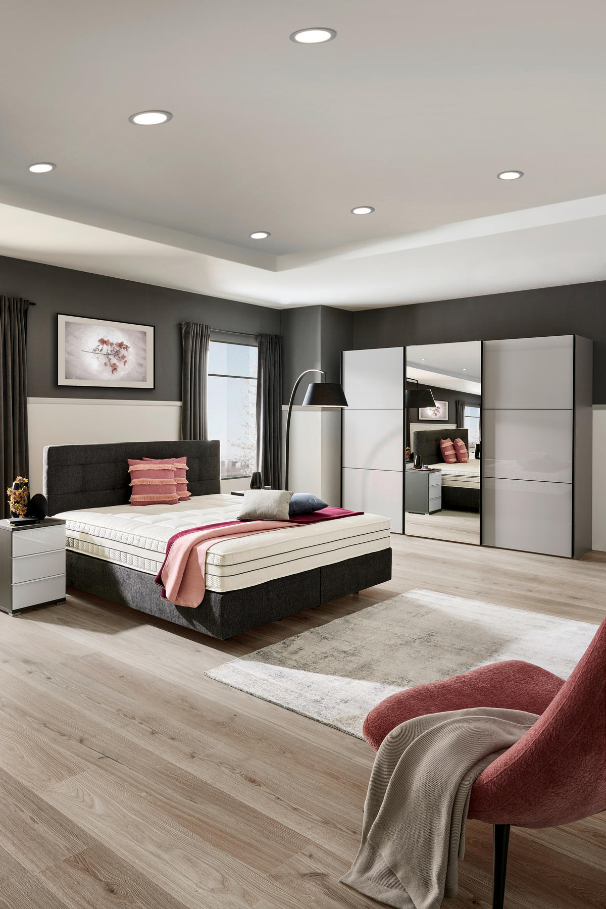 BOXSPRINGBETT 200/200 cm  in Anthrazit  - Anthrazit/Schwarz, Design, Kunststoff/Textil (200/200cm) - Esposa