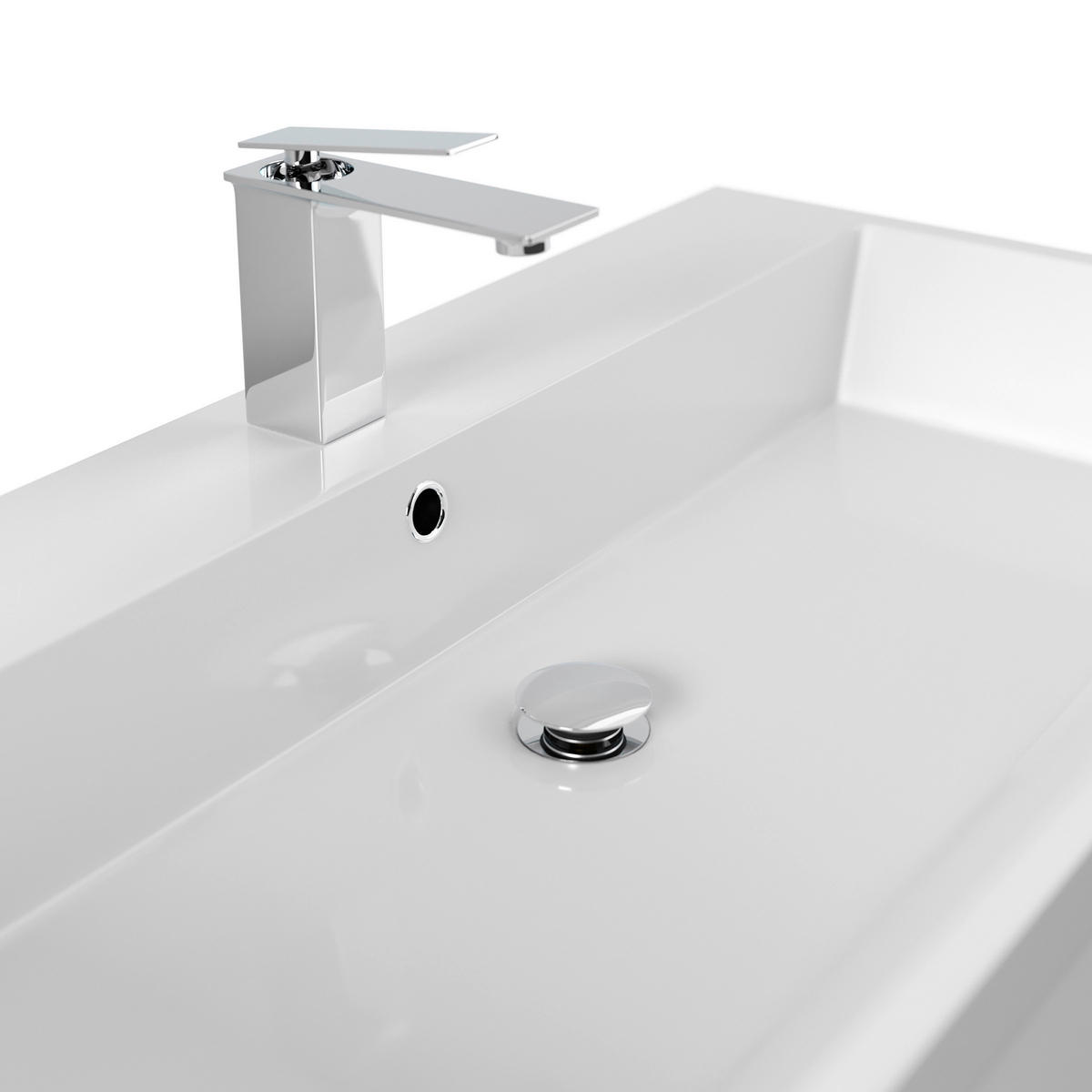 WASCHTISCHKOMBI 90 cm  - Weiß Hochglanz/Weiß, Basics, Holzwerkstoff/Stein (90cm) - MID.YOU