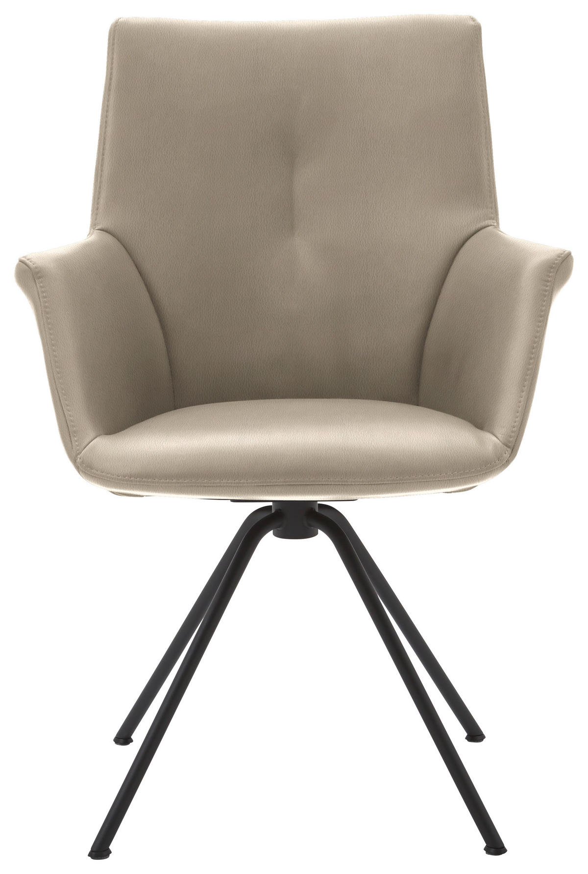 ARMLEHNSTUHL  in Stahl Echtleder pigmentiert  - Schlammfarben/Schwarz, Design, Leder/Metall (65/91/63cm) - Dieter Knoll
