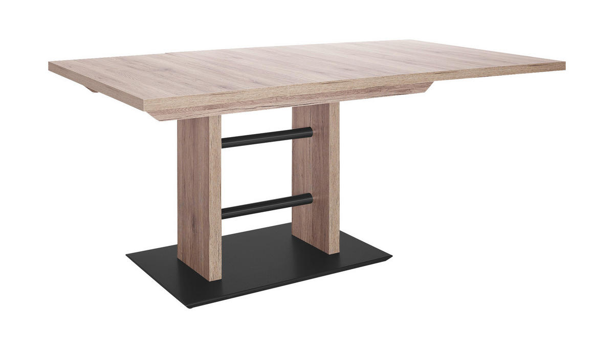 ESSTISCH Schwarz, Eiche Artisan rechteckig  ausziehbar, Gestellauswahl  - Schwarz/Eiche Artisan, MODERN, Holzwerkstoff/Metall (130-178/90/75cm) - Dieter Knoll