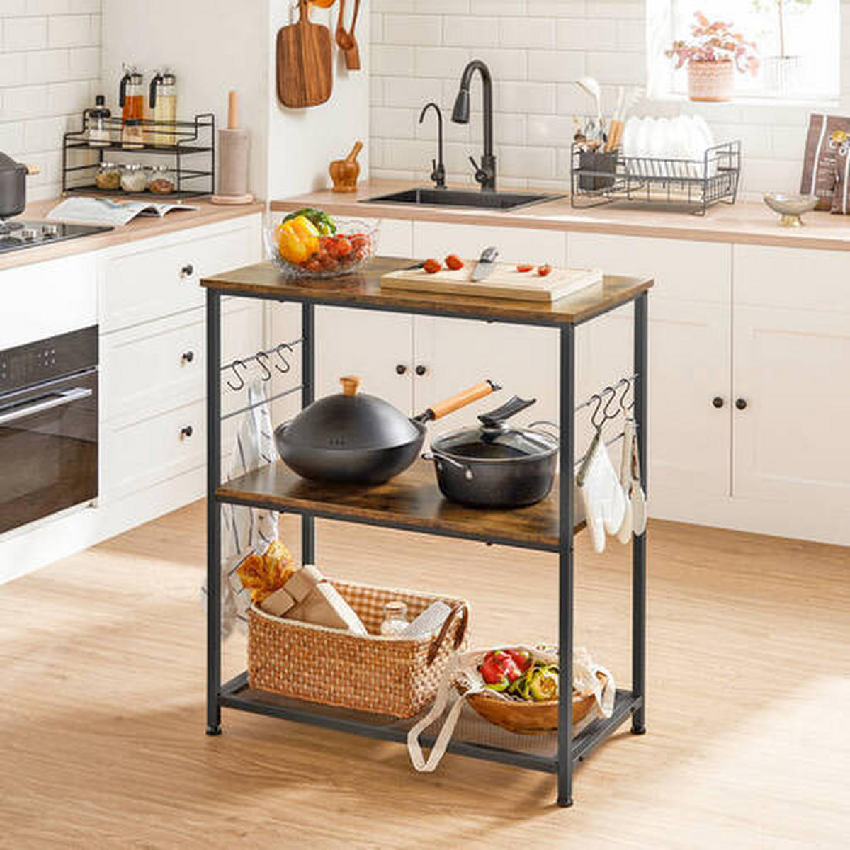 KÜCHENINSEL 80/90/40 cm  in Braun, Schwarz  - Schwarz/Braun, Basics, Holzwerkstoff/Metall (80/90/40cm) - Boxxx