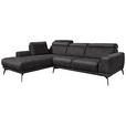 ECKSOFA in Mikrofaser Graphitfarben  - Schwarz/Graphitfarben, KONVENTIONELL, Textil/Metall (207/273cm) - Carryhome