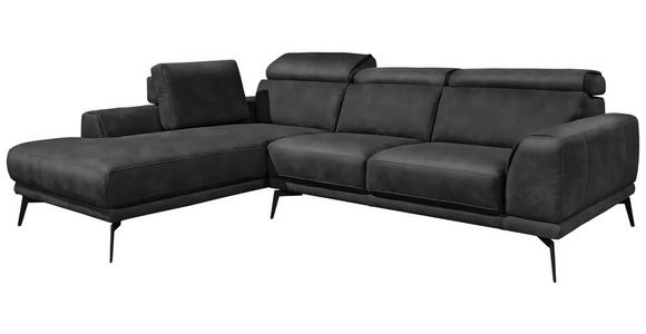 ECKSOFA in Mikrofaser Graphitfarben  - Schwarz/Graphitfarben, KONVENTIONELL, Textil/Metall (207/273cm) - Carryhome