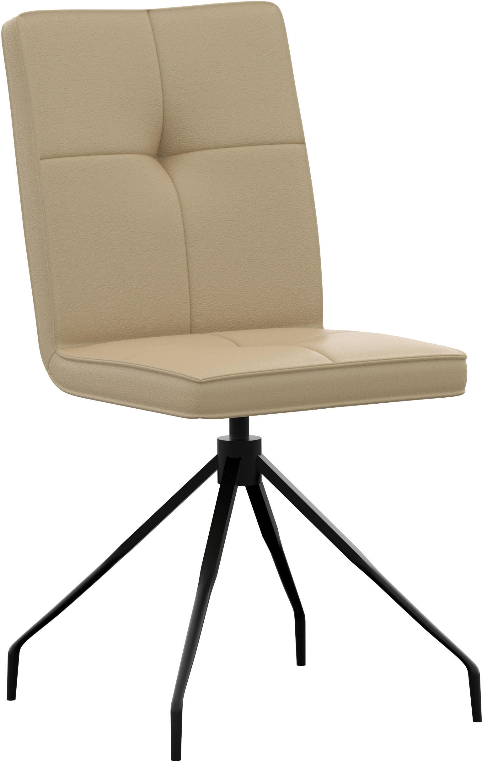 STUHL Echtleder Beige  - Beige, Design, Leder/Metall (45/96/58cm) - Moderano