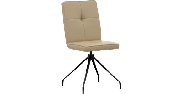 STUHL  Lederauswahl  Echtleder  - Beige, Design, Leder/Metall (45/96/58cm) - Moderano