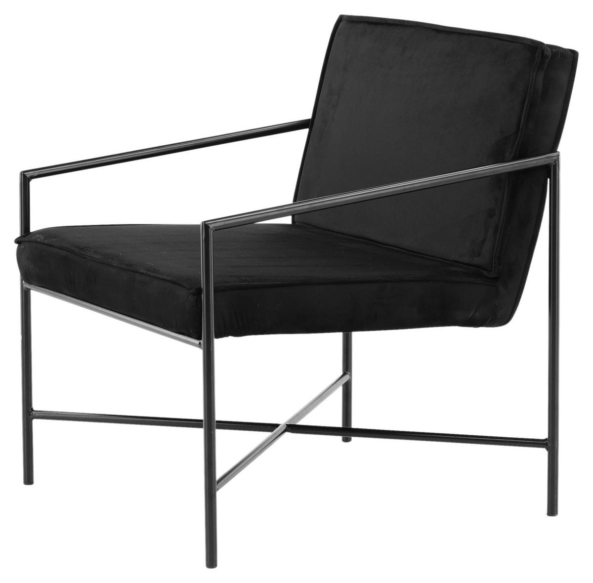 SESSEL in Samt Schwarz  - Schwarz, Design, Textil/Metall (66/78/65cm) - Livetastic