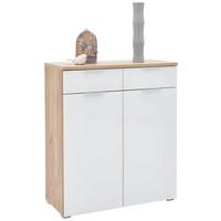 CIPŐSSZEKRÉNY 89/105/40 cm  - tölgyfa/ezüstszínű, Design, műanyag/faalapú anyag (89/105/40cm) - Voleo