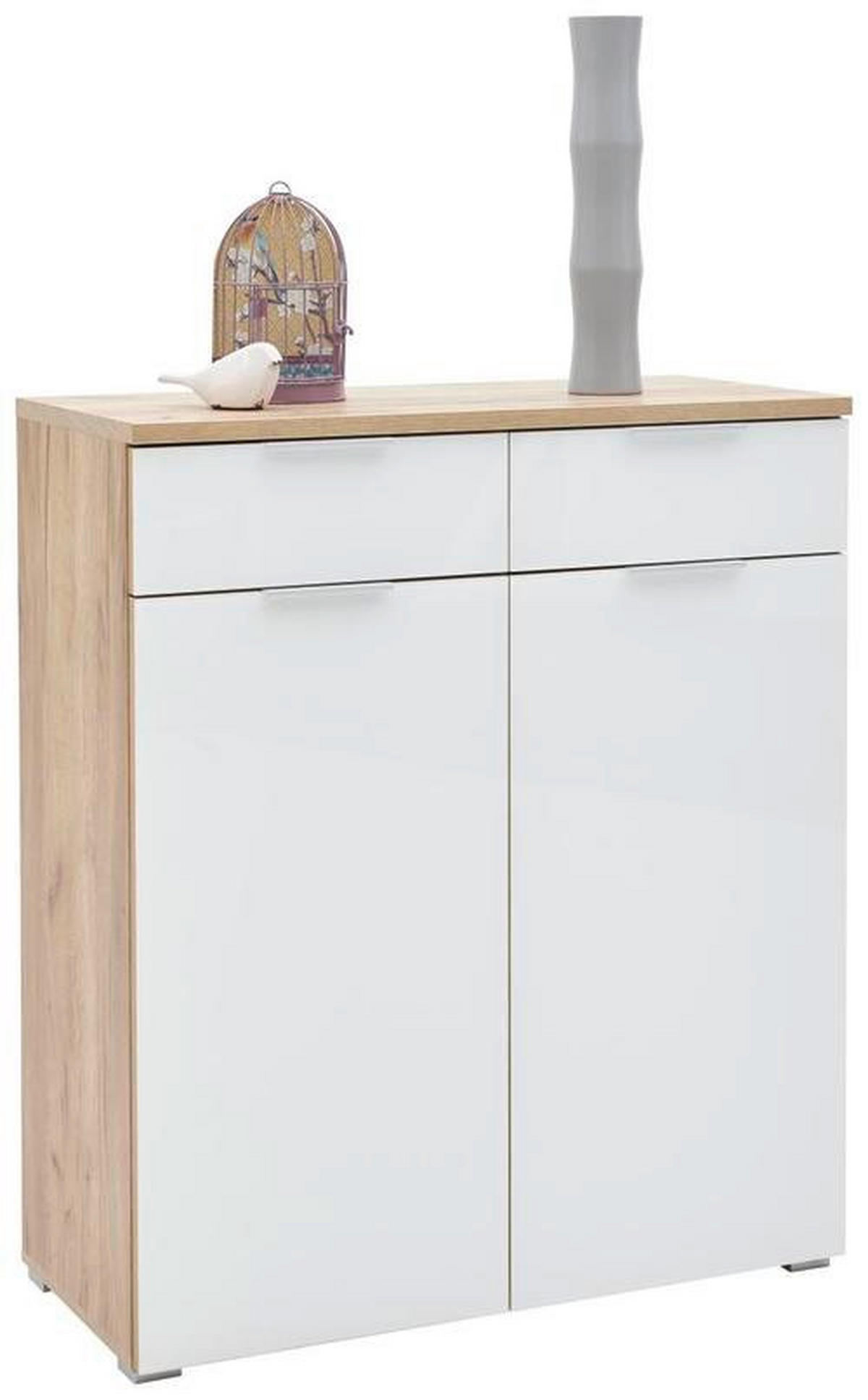 CIPŐSSZEKRÉNY 89/105/40 cm  - tölgyfa/ezüstszínű, Design, műanyag/faalapú anyag (89/105/40cm) - Voleo