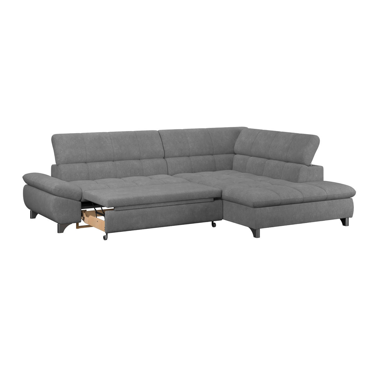 ECKSOFA Anthrazit Chenille  - Chromfarben/Anthrazit, KONVENTIONELL, Textil/Metall (312/234cm) - Livetastic