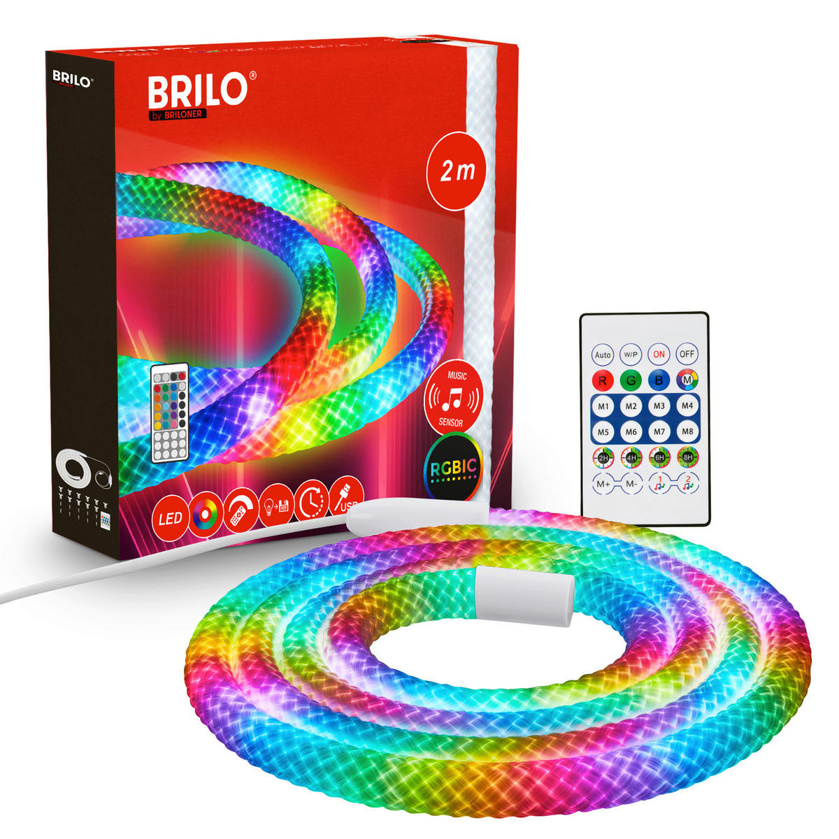 LED SZALAG 200 cm  - fehér, Basics, műanyag (200cm)