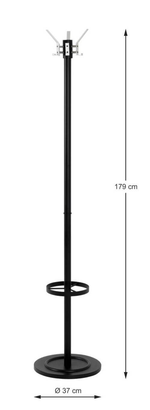 GARDEROBENSTÄNDER in Schwarz, Alufarben 37/179/37 cm   - Schwarz/Alufarben, KONVENTIONELL, Metall (37/179/37cm)