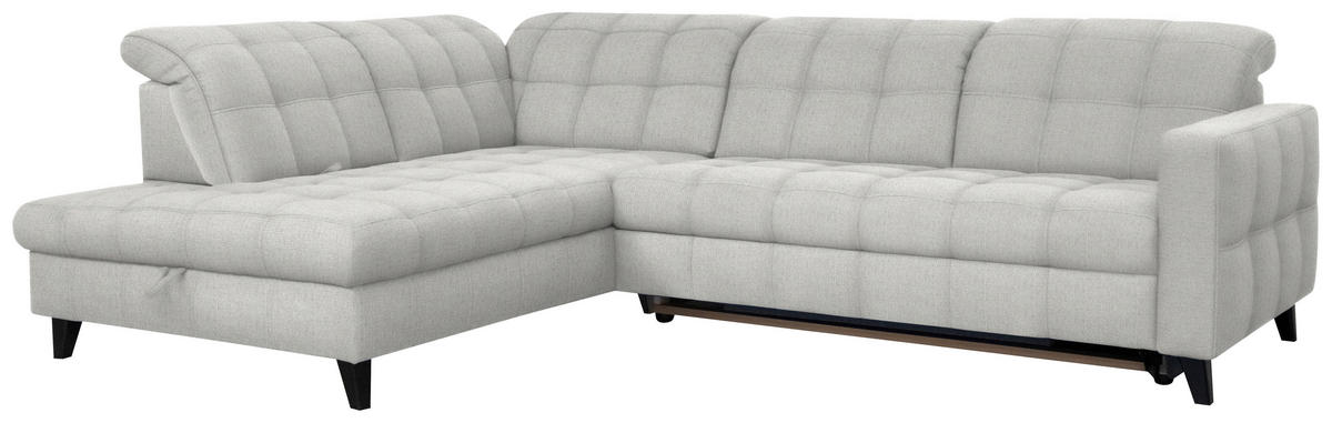 ECKSOFA in Webstoff Hellgrau  216/297 cm  - Hellgrau/Schwarz, Design, Holz/Textil (216/297cm) - Xora