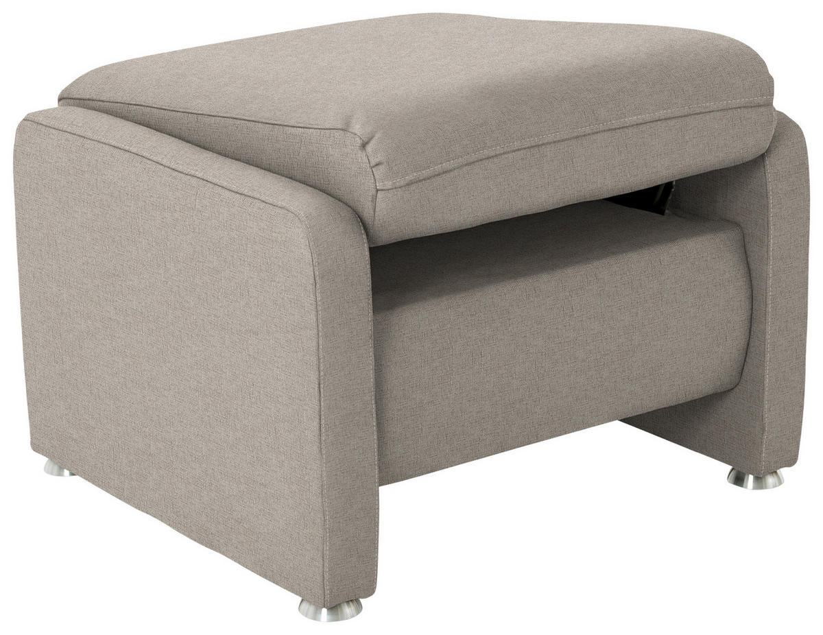 HOCKER in Textil Beige  - Beige/Alufarben, KONVENTIONELL, Textil/Metall (67/44/58cm) - Beldomo Comfort