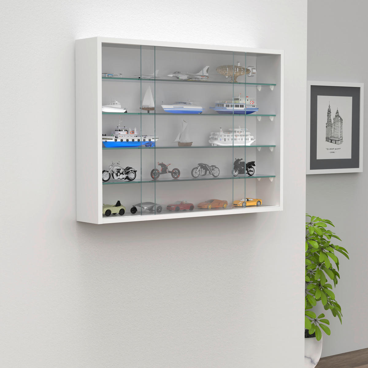 HÄNGEVITRINE in Weiß  - Transparent/Weiß, Design, Glas/Holzwerkstoff (75/55/12cm) - MID.YOU