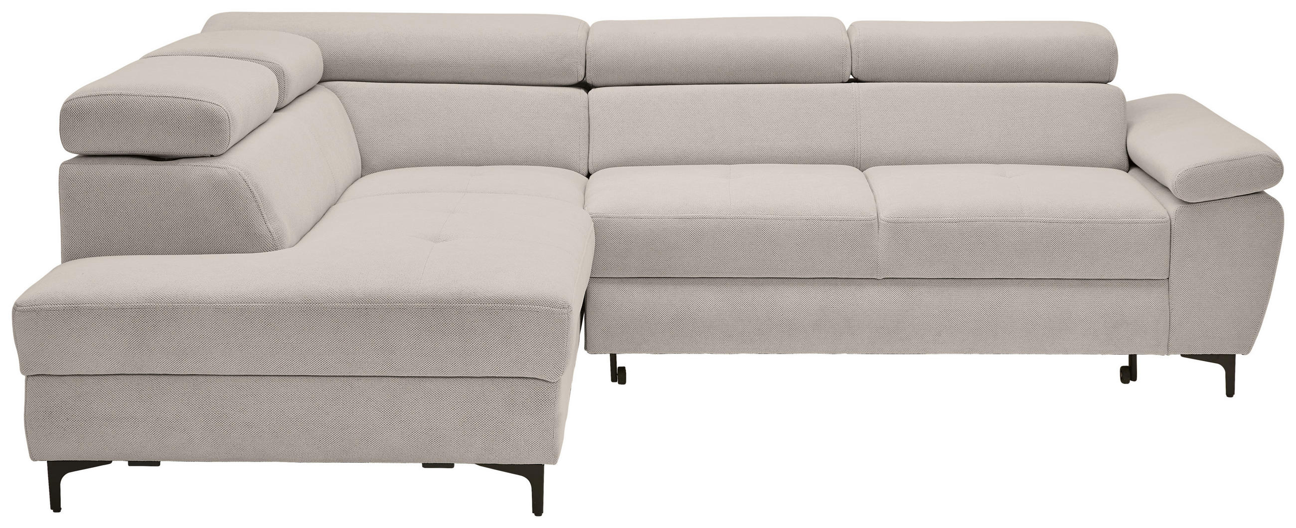 ECKSOFA in Flachgewebe Hellgrau  - Hellgrau/Schwarz, Design, Textil/Metall (206/266cm) - Stylife
