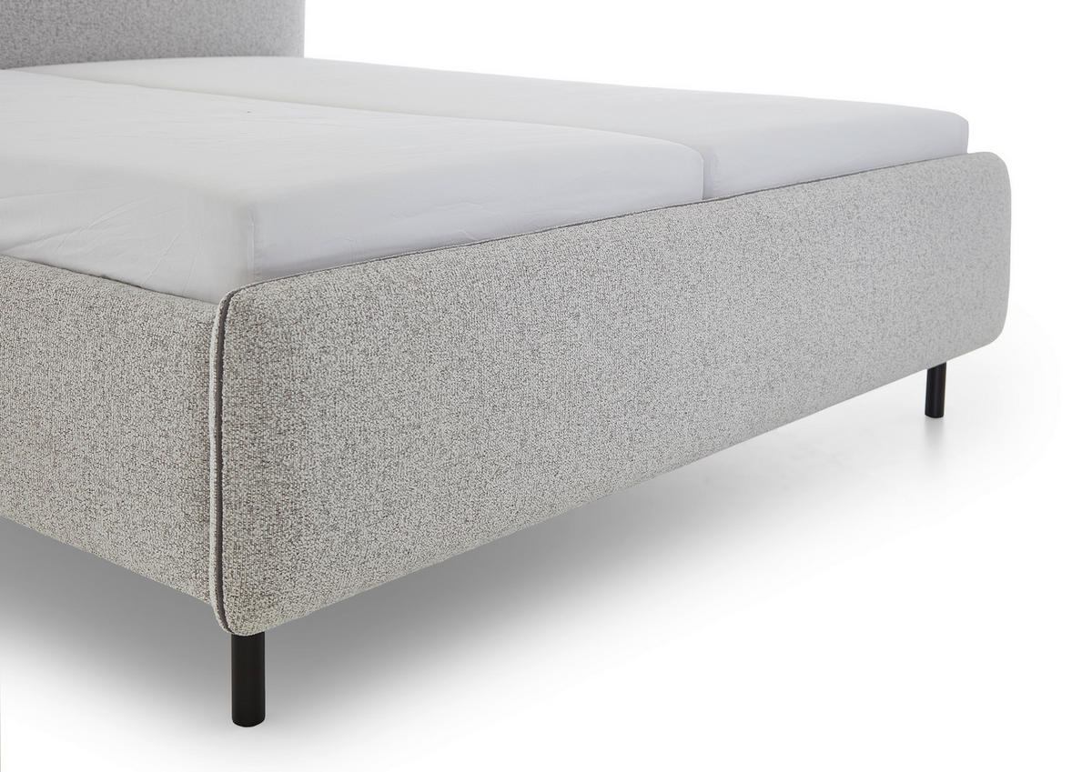 POLSTERBETT 160/200 cm  in Grau, Hellgrau  - Birkefarben/Buchefarben, Design, Holz/Textil (160/200cm) - Xora
