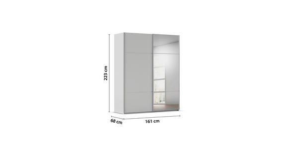 SCHWEBETÜRENSCHRANK 162/223/68 cm 2-türig Grau - Beige/Hellgrau, KONVENTIONELL, Glas/Holzwerkstoff (162/223/68cm) - Novel