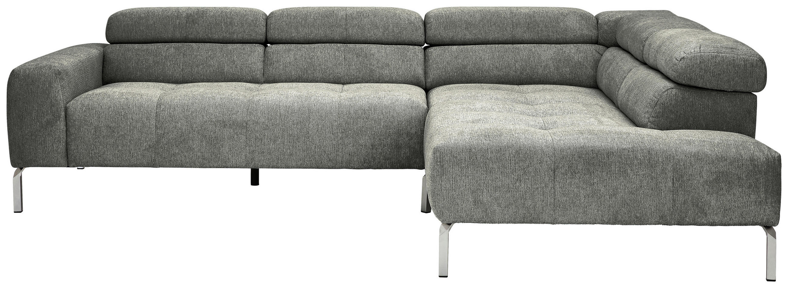 ECKSOFA Dunkelgrau Flachgewebe  - Chromfarben/Dunkelgrau, KONVENTIONELL, Textil/Metall (282/224cm) - Hom`in