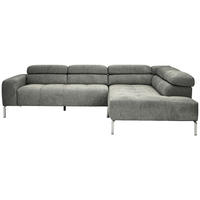 ECKSOFA Dunkelgrau Flachgewebe  - Chromfarben/Dunkelgrau, KONVENTIONELL, Textil/Metall (282/224cm) - Hom`in