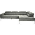 ECKSOFA  in Flachgewebe Dunkelgrau  282/224 cm  - Chromfarben/Dunkelgrau, KONVENTIONELL, Textil/Metall (282/224cm) - Hom`in