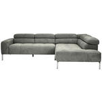 ECKSOFA  in Flachgewebe Dunkelgrau  282/224 cm  - Chromfarben/Dunkelgrau, KONVENTIONELL, Textil/Metall (282/224cm) - Hom`in