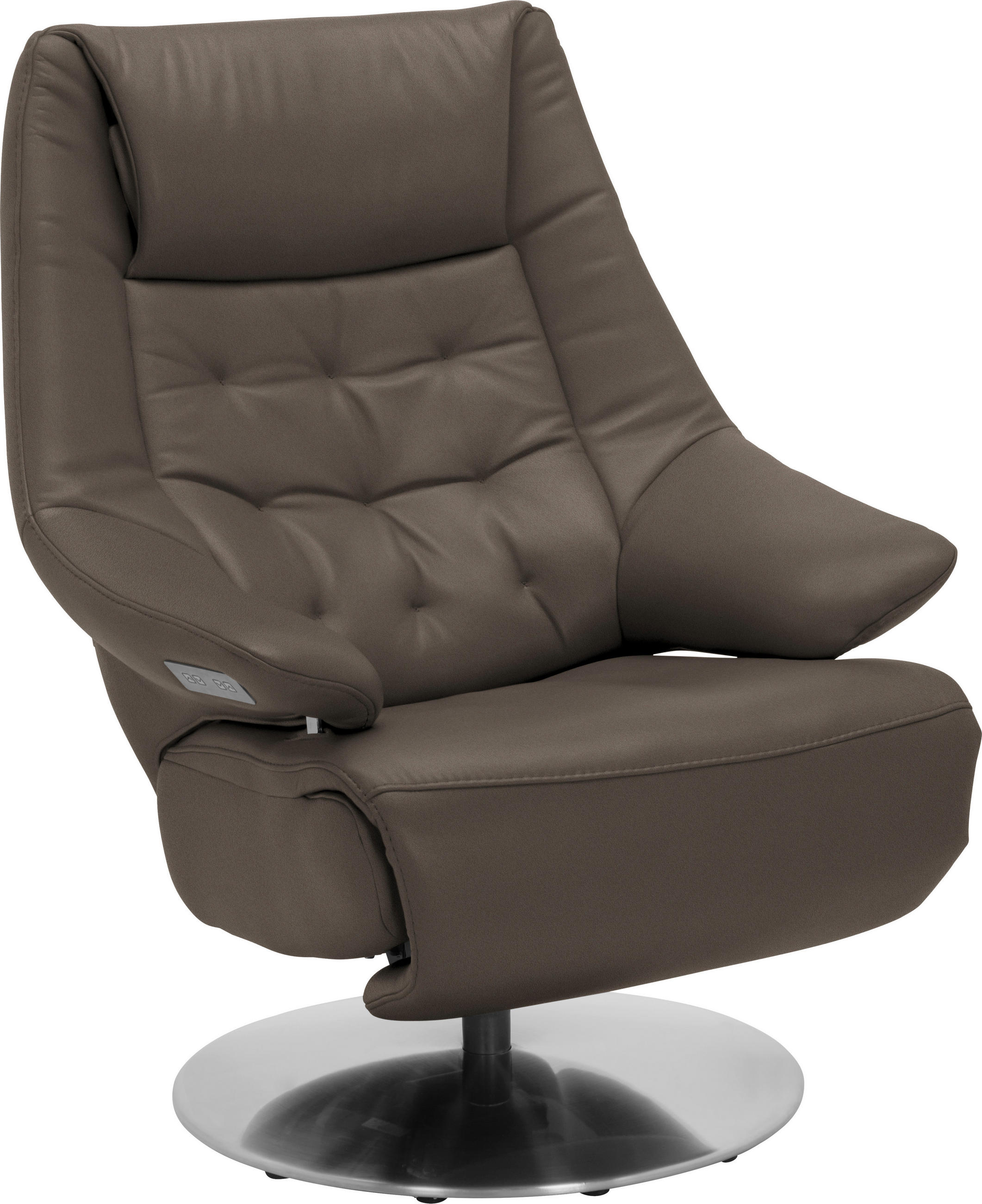 RELAXSESSEL in Leder Grau  - Alufarben/Grau, Design, Leder/Metall (84/111/91cm) - Valdera