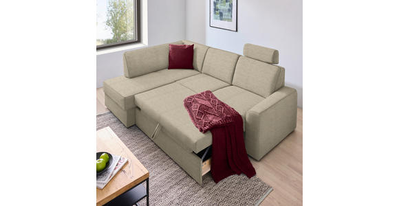 ECKSOFA in Webstoff Beige  165/224 cm  - Beige/Schwarz, KONVENTIONELL, Kunststoff/Textil (165/224cm) - Xora