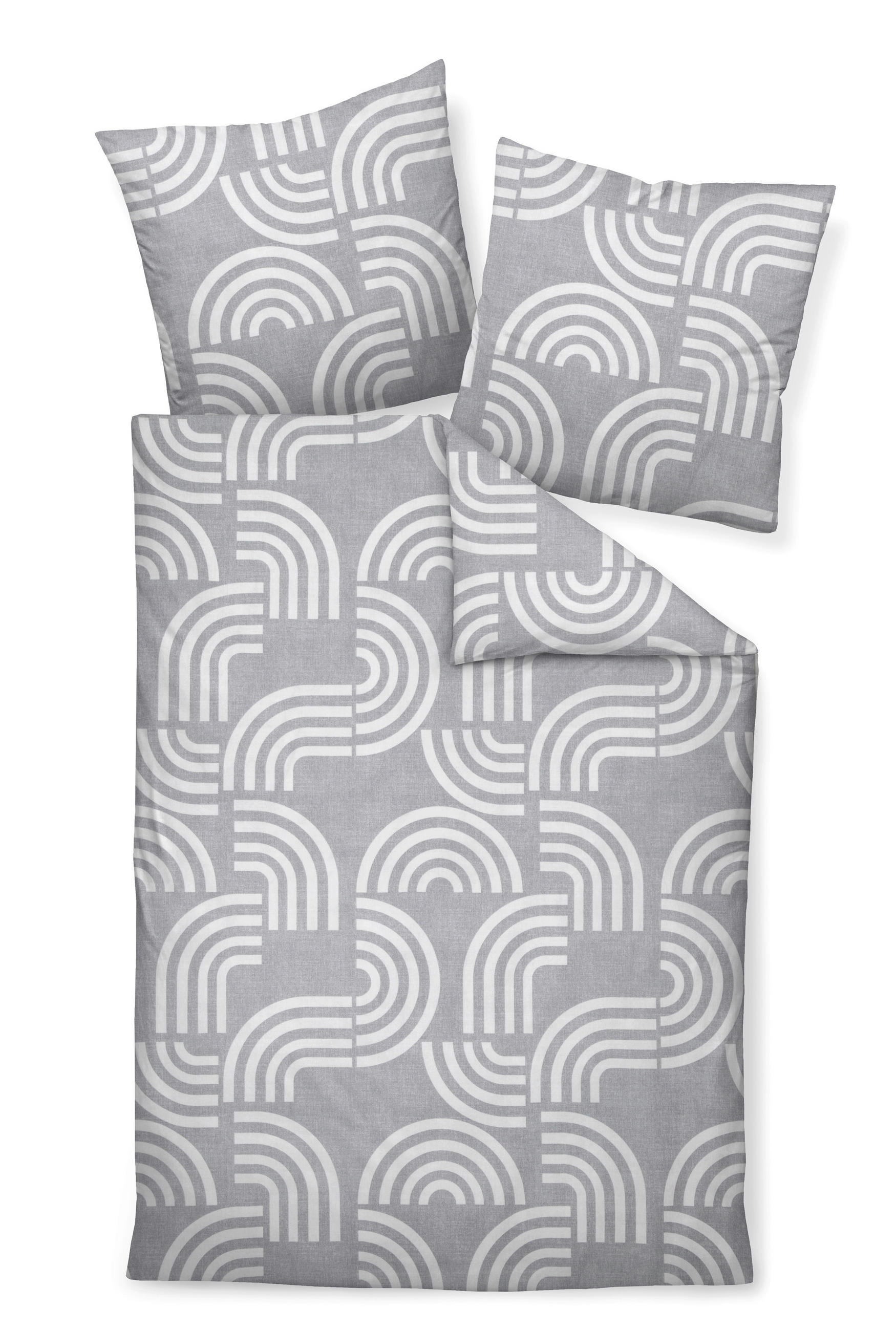 BETTWÄSCHE 135/200 cm DAVOS Biber  - Grau, Basics, Textil (135/200cm) - Janine
