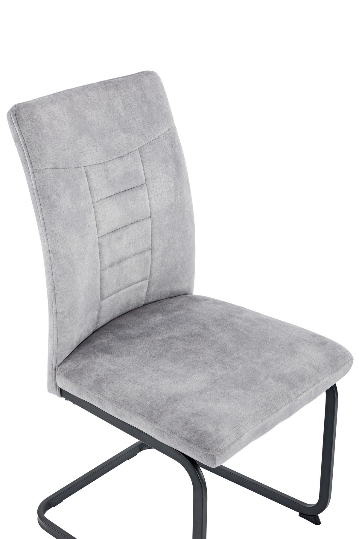 SCHWINGSTUHL-SET 4 Stück erweiterbar Samt, Mikrofaser  - Silberfarben/Schwarz, MODERN, Textil/Metall (49/98/61cm) - MID.YOU