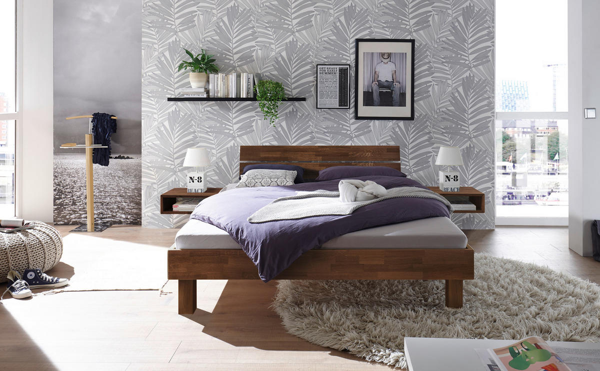 BETT 200/200 cm  in Nussbaumfarben  - Nussbaumfarben, Natur, Holz (200/200cm) - Hasena
