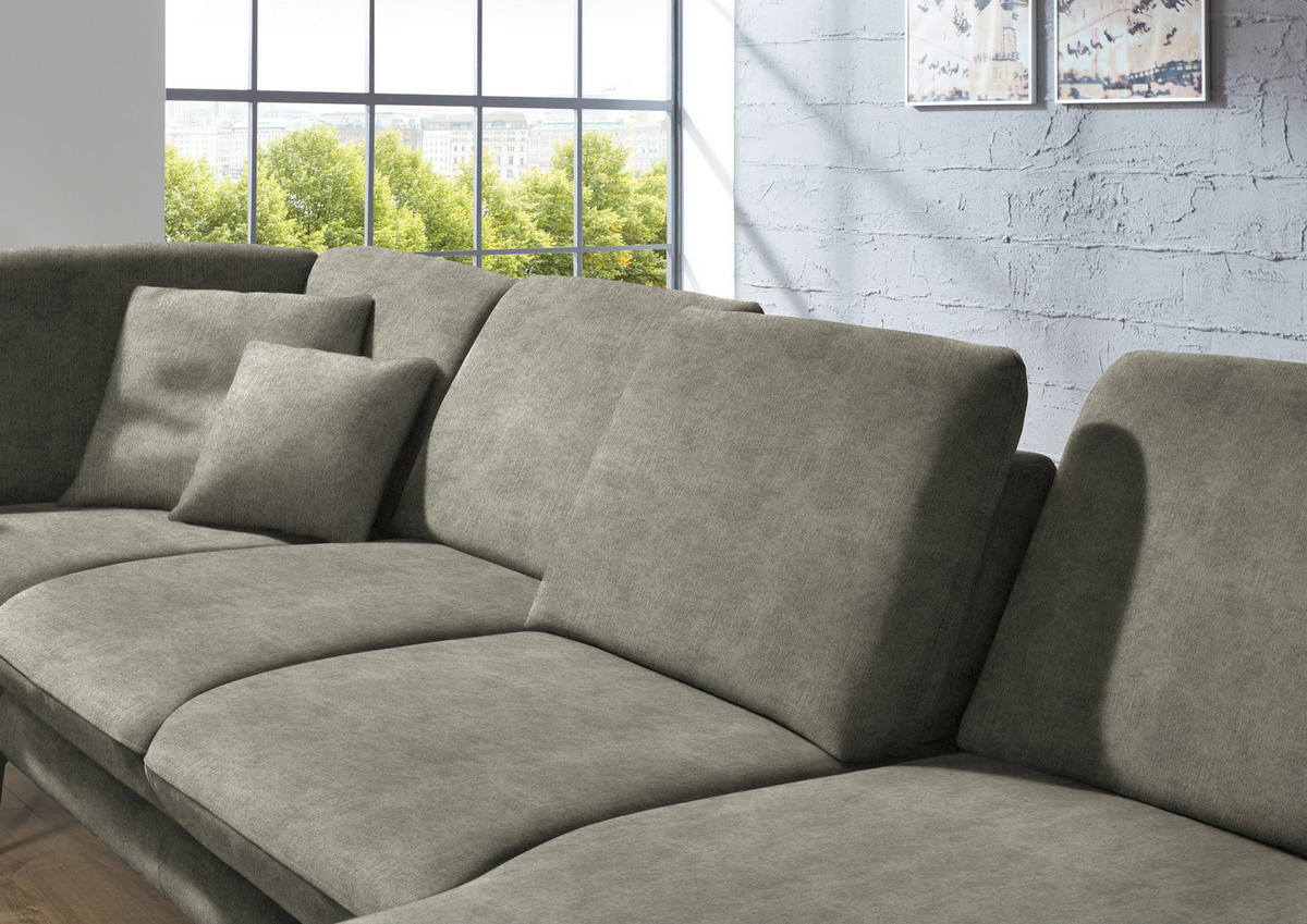 WOHNLANDSCHAFT in Velours Grau  - Schwarz/Grau, Design, Textil/Metall (208/344/180cm) - Dieter Knoll